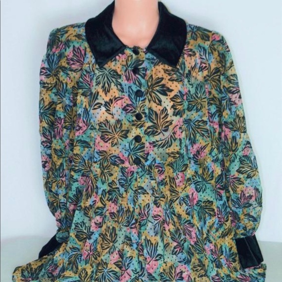 Vintage Burnout Velvet Confetti Color Babydoll Top - Picture 2 of 11